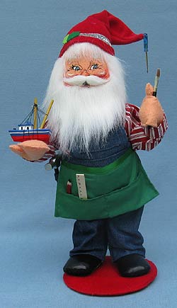 Annalee 15" Workshop Santa Painting Boat - Mint - 401610