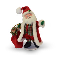 Annalee 9" Plaid Tidings Santa 2018 - Mint - 410318