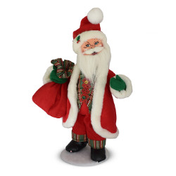 Annalee 15" Plaid Tidings Santa 2018 - Mint - 410818