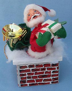 Annalee 7" Santa in Chimney with Trumpet - 1992 - Mint - 503592trum