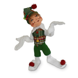 Annalee 5" Plaid Tidings Elf - White - 2018 - Mint - 510118