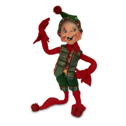 Annalee 9" Plaid Tidings Elf - Red - 2018 - Mint - 510718