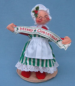 Annalee 7" Mrs Santa Hanging Merry Christmas Sign - Mint / Near Mint - 523693