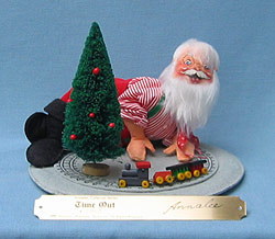 Annalee 10" Time Out Santa Playing with Train with Plaque - Mint / Near Mint - 540888