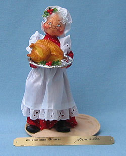 Annalee 10" Christmas Dinner Mrs Santa with Tray and Turkey - Mint - 541289