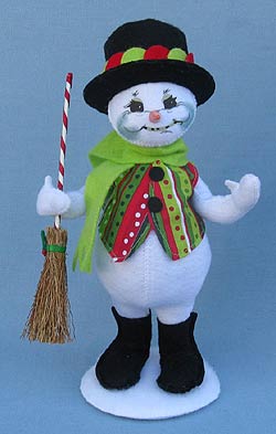 Annalee 9" Jolly Lolli Snowman with Broom 2015 - Mint - 550115