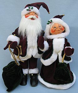 Annalee 15" Jinglebell & 13" Mrs Santa - Near Mint - 5826-5827-05