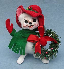 Annalee 6" Ribbon Yuletide Mouse - Mint - 600210