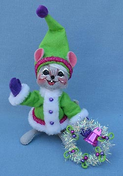 Annalee 6" Winter Whimsy Wreath Mouse - Mint - 600311