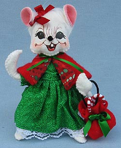 Annalee 6" Festive Candy Girl Mouse 2017 - Mint - 600517