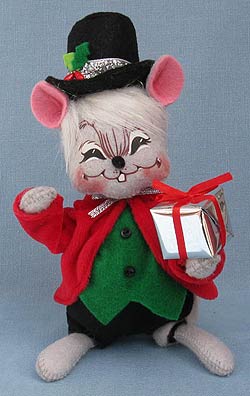 Annalee 6" Silver Sparkle Boy Mouse with Gift 2013 - Mint - 601413
