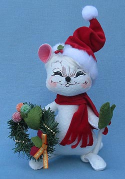 Annalee 8" Christmas Delights Mouse Holding Wreath - Mint - 601512
