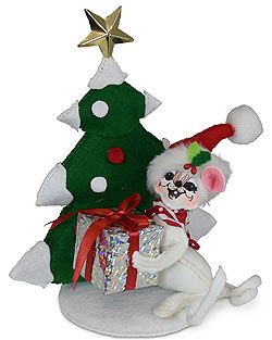 Annalee 5" Gift Giving Mouse with Gift & Tree 2019 - Mint - 610119