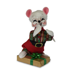 Annalee 6" Plaid Tidings Gift Boy Mouse 2018 - Mint - 610618