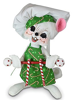 Annalee 6" Candy Cane Chef Mouse 2022 - Mint - 611022