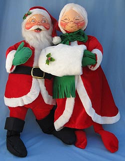 Annalee 30" Mr & Mrs Velour Outdoor Santas - Very Good - 6210-6215-84a