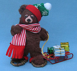 Annalee 8" Christmas Delivery Bear with Snowshoes and Sled - Mint / Near Mint - 632602
