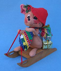 Annalee 7" Mouse Express on Sled - Mint - 690100