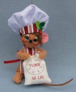 Annalee 3" Chef Mouse Holding Bag Flour Ornament 2016 - Mint - 700316
