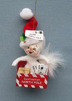 Annalee 3" Delivery to Santa Kitty Cat Ornament - Mint - 700410