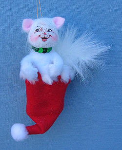 Annalee 3" Kitty Cat in Santa's Hat Ornament - Mint - 700808