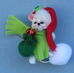 Annalee 3" Santa Mouse Ornament with Gift 2015 - Mint - 701015