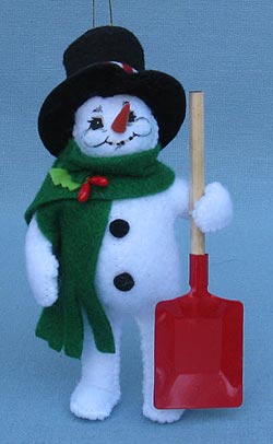 Annalee 4" Snowman Ornament with Snow Shovel - Mint - 701711