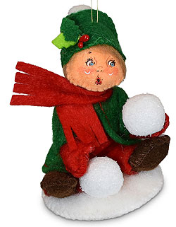 Annalee 3" Kid with Snowball Ornament 2021 - Mint - 710021