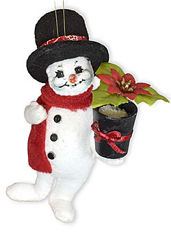 Annalee 3" Poinsettia Snowman Ornament 2023 - Mint - 710123