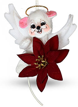 Annalee 3" Poinsettia Angel Mouse Ornament 2020 - Mint - 710320