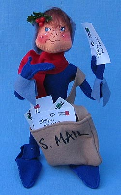 Annalee 10" Mailman Elf Smirking - Mail Carrier - Mint - 735198sm