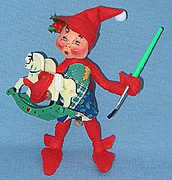 Annalee 5" Red Workshop Elf with Rocking Horse - Mint - 735697ooh Annalee 5" Red Workshop Elf with Rocking Horse - Mint - 735697ooh