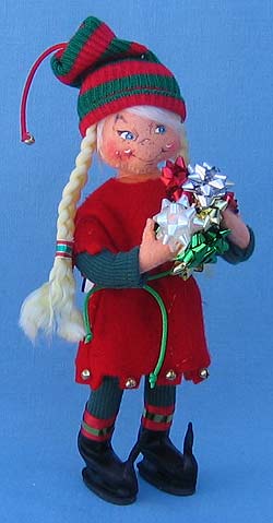Annalee 9" Bow Maker Girl Elf with Braids - Mint - 737906