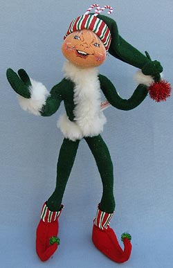 Annalee 14" Green Candystripe Elf - Near Mint - 738505a