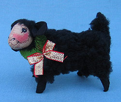 Annalee 5" Black Lamb with Bow - Mint - 742596
