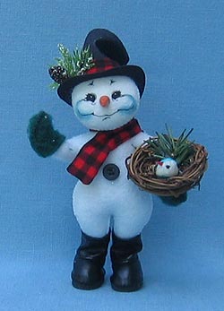 Annalee 6" Woodland Snowman with Bird in Nest - Mint - 748804