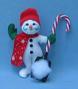 Annalee 6" Snowman Candy Cane Shovel - Mint - 749204
