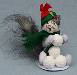 Annalee 4" Tiger Snowball Kitty Cat 2016 - Mint - 750116