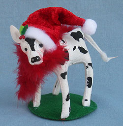 Annalee 5" Christmas Party Holstein Cow with Boa 2014 - Mint - 750514