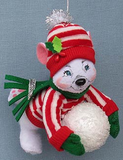 Annalee 5" Silver Sparkle Polar Bear Ornament 2013 - Mint / Near Mint - 751013