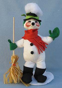 Annalee 12" Snowman Holding Broom - Excellent - 751092b