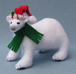 Annalee 9" Polar Bear with Santa Hat - Mint - 751209
