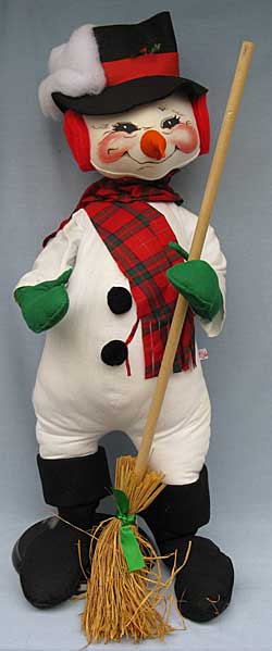 Annalee 30" Snowman with Broom - Near Mint / Excellent - 753694c