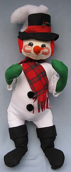 Annalee 30" Snowman with Plaid Scarf - Excellent - 753694d