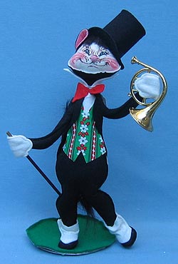 Annalee 15" Jazz Cat with French Horn - Signed - Mint - 758585sfh