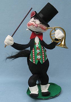 Annalee 15" Jazz Cat with French Horn - Signed Annalee - Mint - 758585sm1