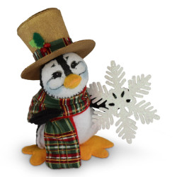 Annalee 4" Plaid Tidings Penguin with Snowflake 2018 - Mint - 760318