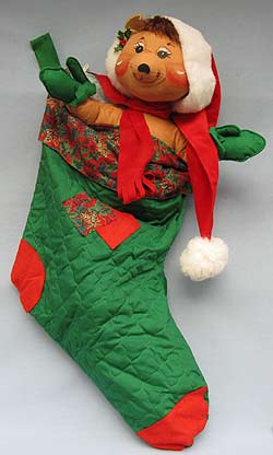 Annalee 18" Bearry Christmas Stocking - Signed - Mint - 765996s
