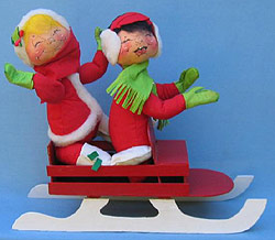 Annalee 18" Sledding Girl & Boy - Excellent - 767083a Annalee 18" Sledding Girl & Boy - Excellent - 767083a