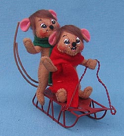 Annalee 3" Sledding Mice - Mint - 767803